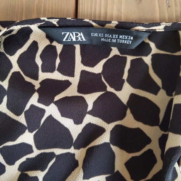 Zara Brown and Tan Animal Print A -Line Mini Dress - Picture 8 of 11